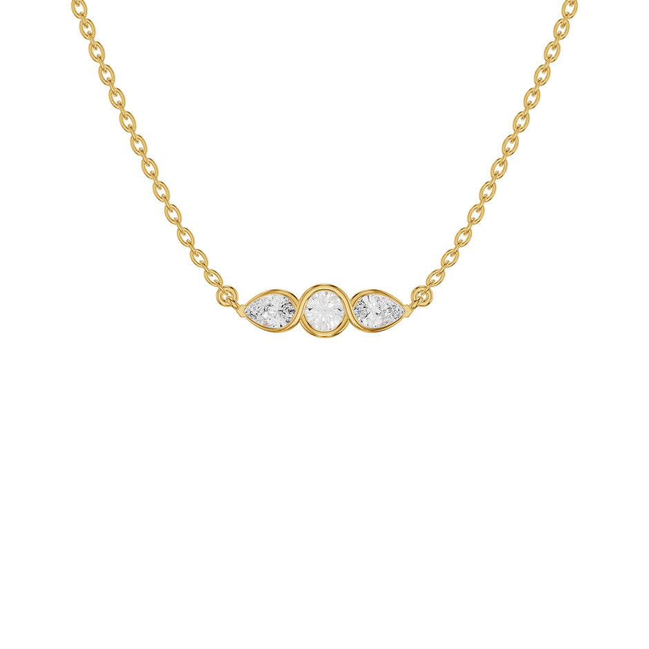 Pointed Pear Solitaire Diamond Chain Necklace