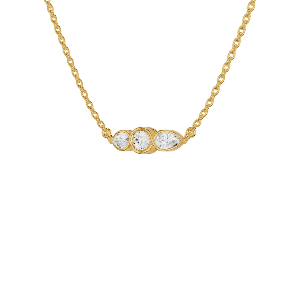 Pointed Pear Solitaire Diamond Chain Necklace