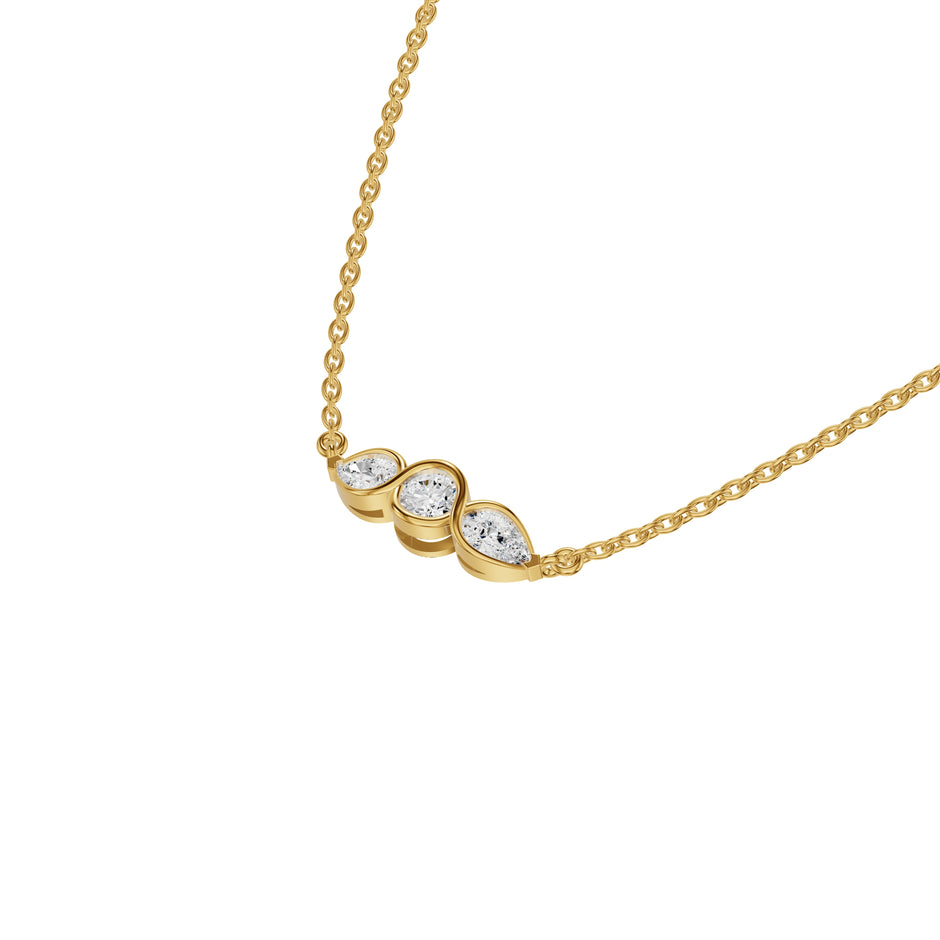 Pointed Pear Solitaire Diamond Chain Necklace