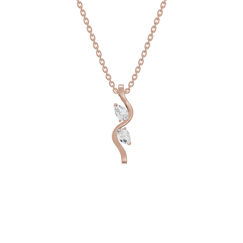 Two Petal Pear Solitaire Diamond Chain Necklace