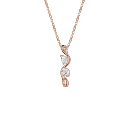 Two Petal Pear Solitaire Diamond Chain Necklace