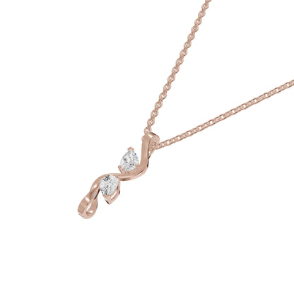 Two Petal Pear Solitaire Diamond Chain Necklace