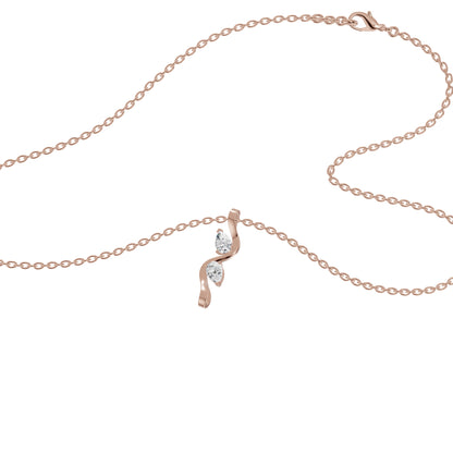 Two Petal Pear Solitaire Diamond Chain Necklace