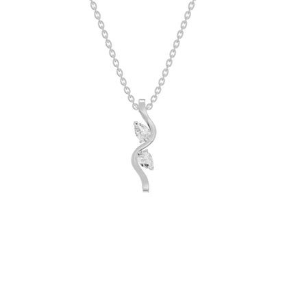 Two Petal Pear Solitaire Diamond Chain Necklace