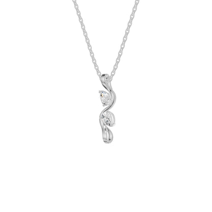 Two Petal Pear Solitaire Diamond Chain Necklace