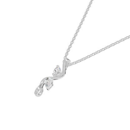 Two Petal Pear Solitaire Diamond Chain Necklace