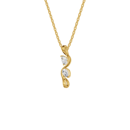 Two Petal Pear Solitaire Diamond Chain Necklace
