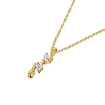 Two Petal Pear Solitaire Diamond Chain Necklace