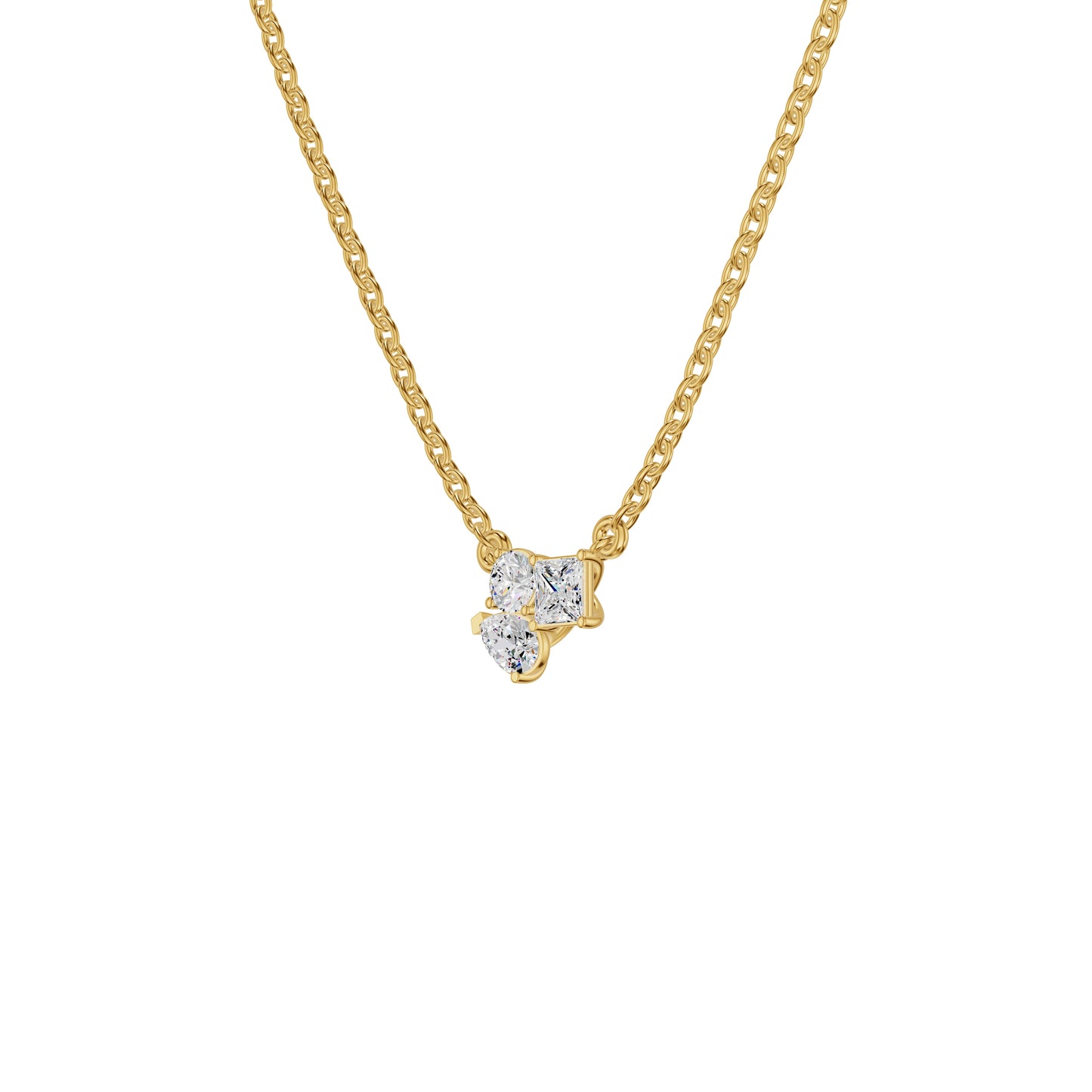 The Trio of Three Diamond Chain Necklace
