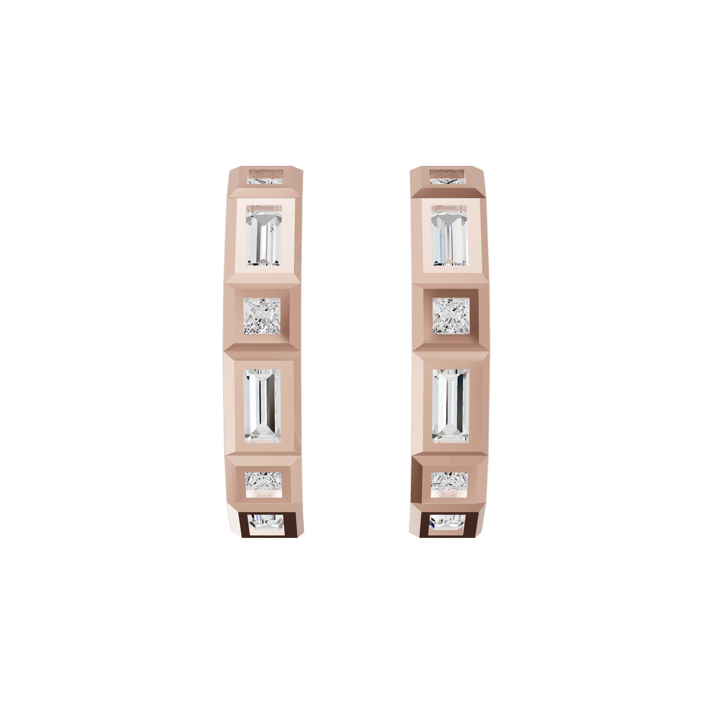 Mixed Cut Eternity Diamond Hoop Earrings