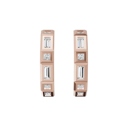 Mixed Cut Eternity Diamond Hoop Earrings