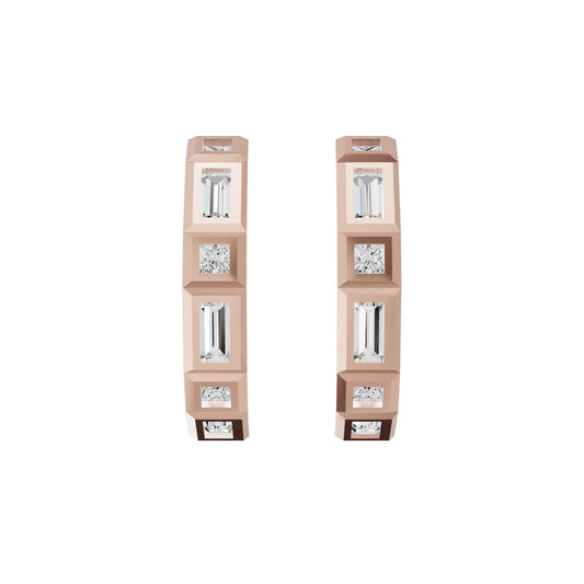 Mixed Cut Eternity Diamond Hoop Earrings