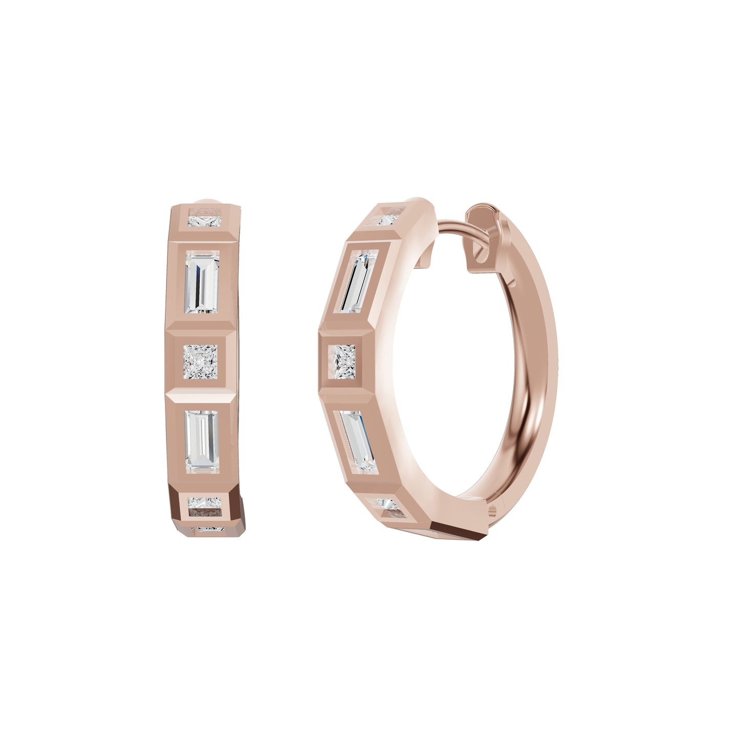 Mixed Cut Eternity Diamond Hoop Earrings