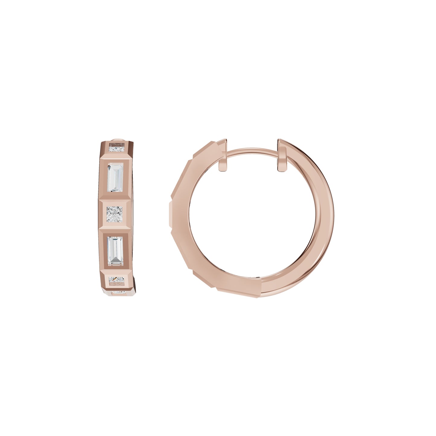 Mixed Cut Eternity Diamond Hoop Earrings