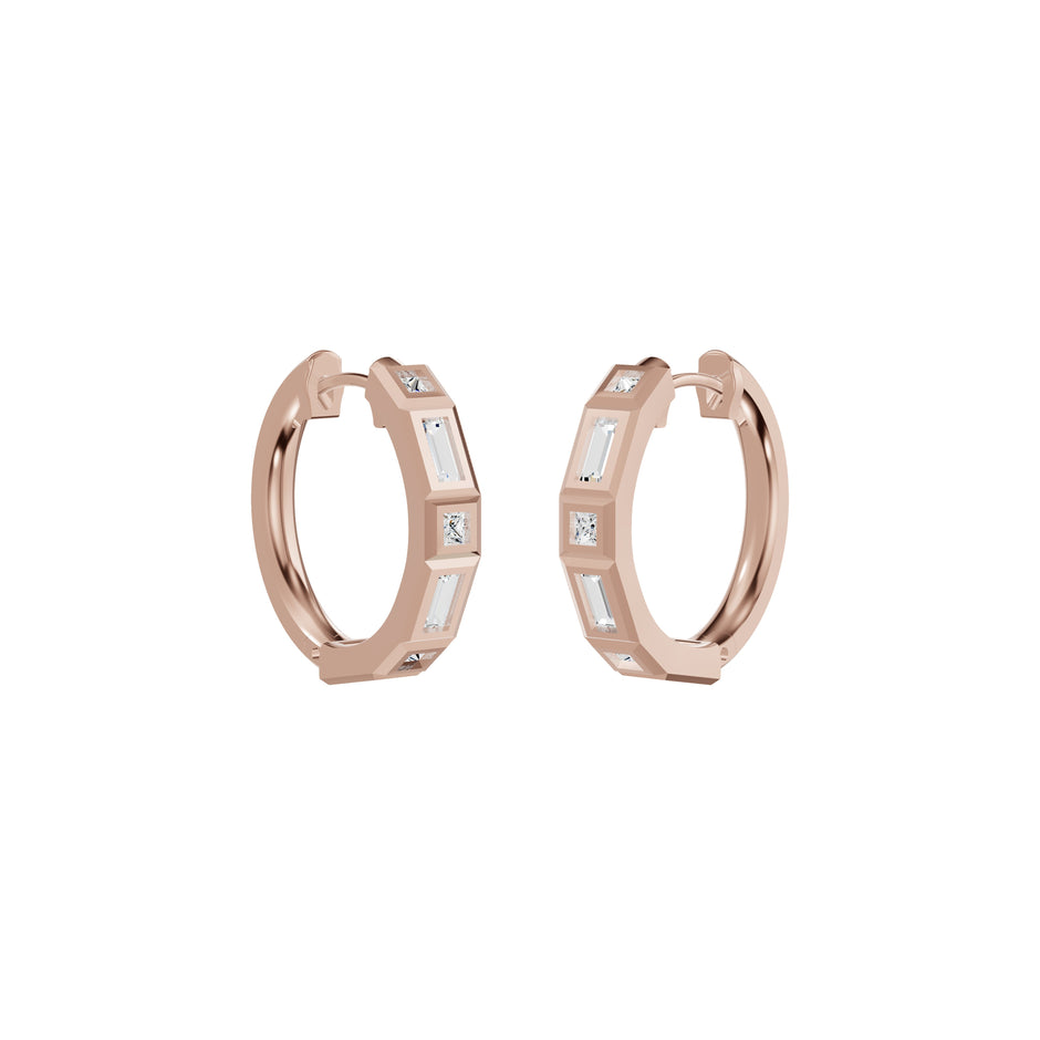 Mixed Cut Eternity Diamond Hoop Earrings