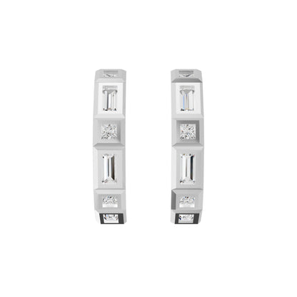 Mixed Cut Eternity Diamond Hoop Earrings