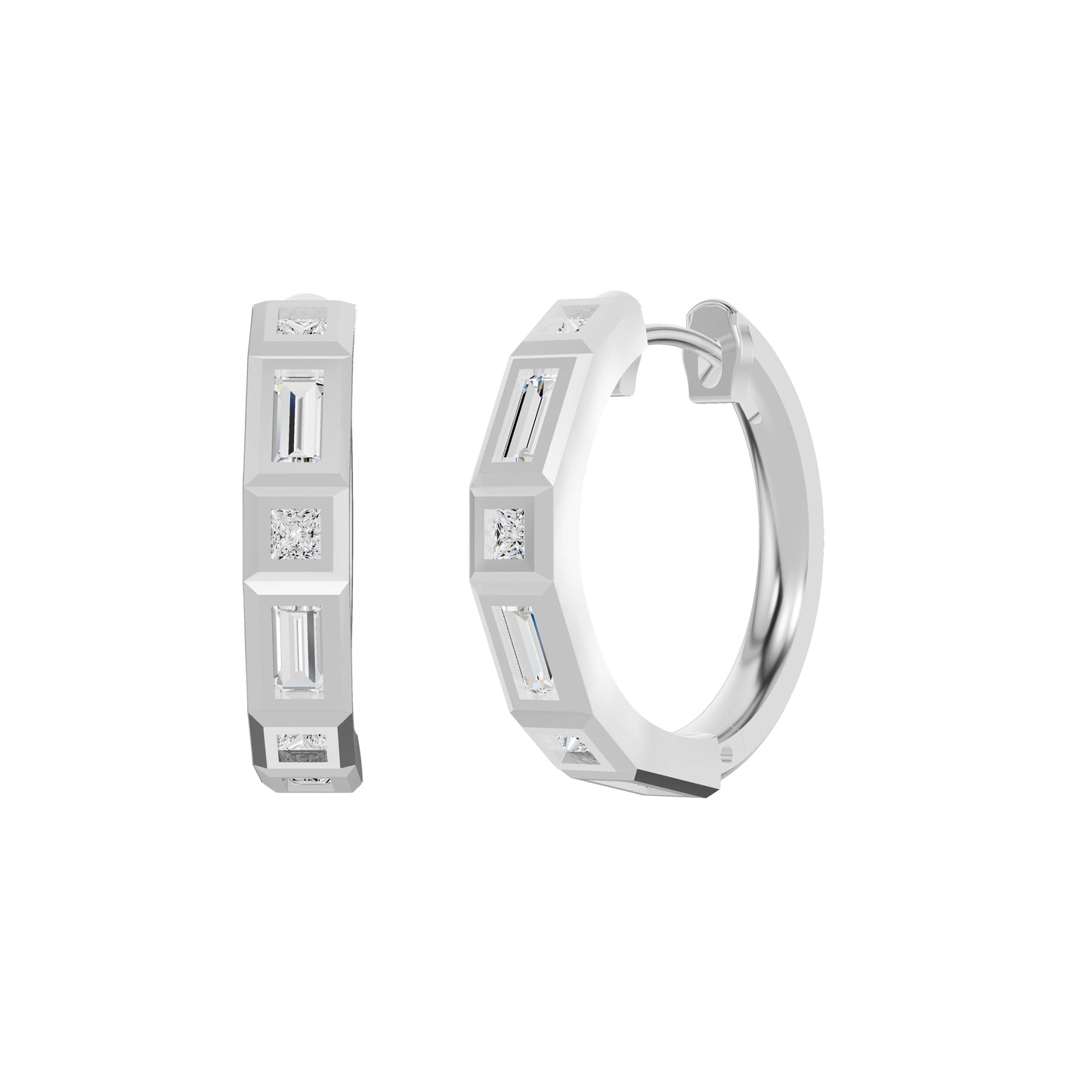 Mixed Cut Eternity Diamond Hoop Earrings
