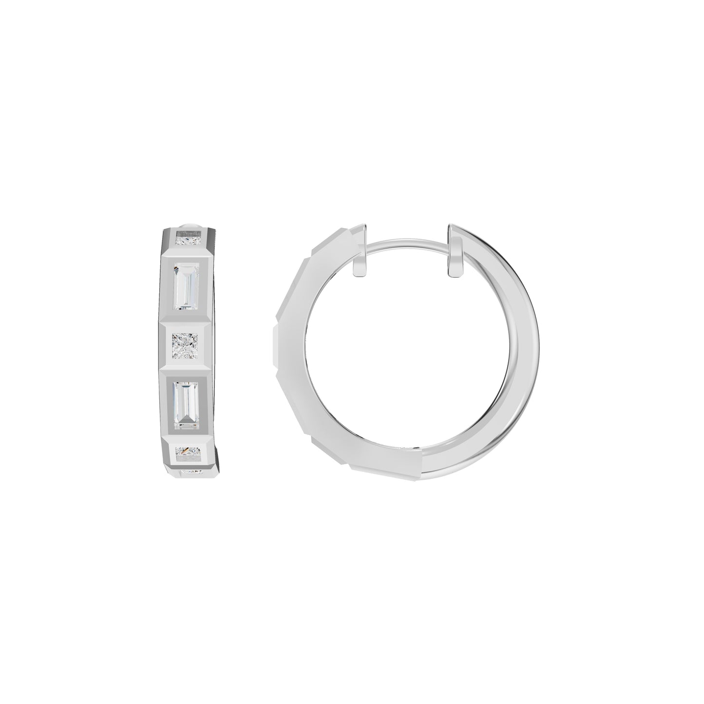 Mixed Cut Eternity Diamond Hoop Earrings