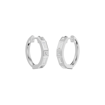 Mixed Cut Eternity Diamond Hoop Earrings
