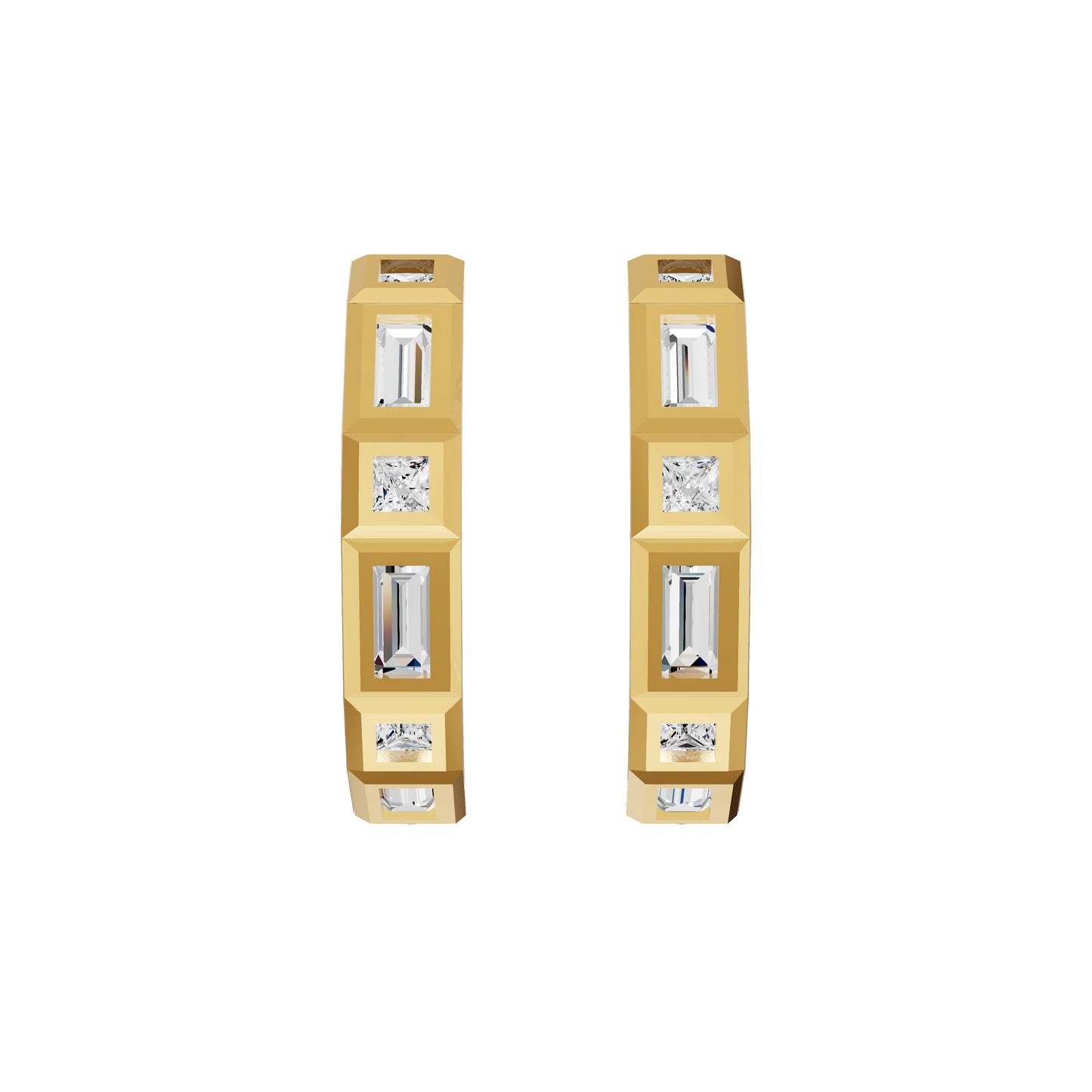 Mixed Cut Eternity Diamond Hoop Earrings