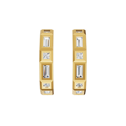 Mixed Cut Eternity Diamond Hoop Earrings