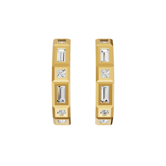 Mixed Cut Eternity Diamond Hoop Earrings