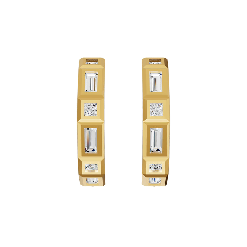 Mixed Cut Eternity Diamond Hoop Earrings