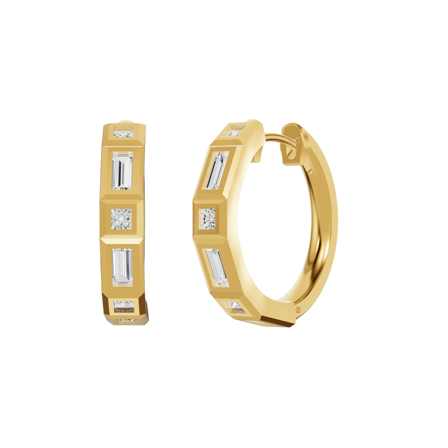 Mixed Cut Eternity Diamond Hoop Earrings