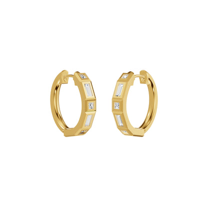 Mixed Cut Eternity Diamond Hoop Earrings