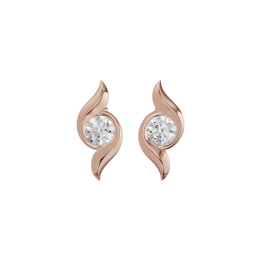Curved Wave Diamond Stud Earrings