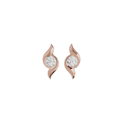 Curved Wave Diamond Stud Earrings 18 KT / Rose Gold
