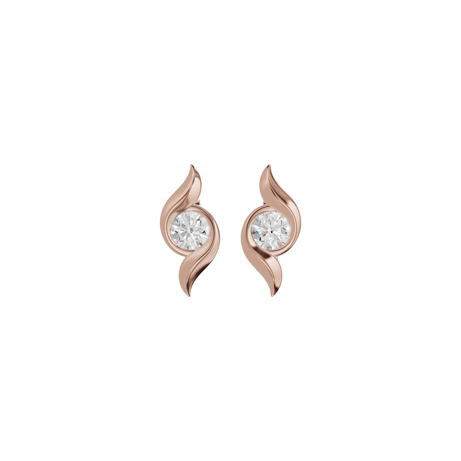Curved Wave Diamond Stud Earrings 18 KT / Rose Gold
