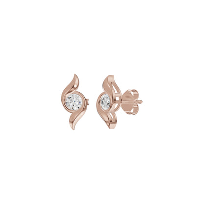 Curved Wave Diamond Stud Earrings 18 KT / Rose Gold