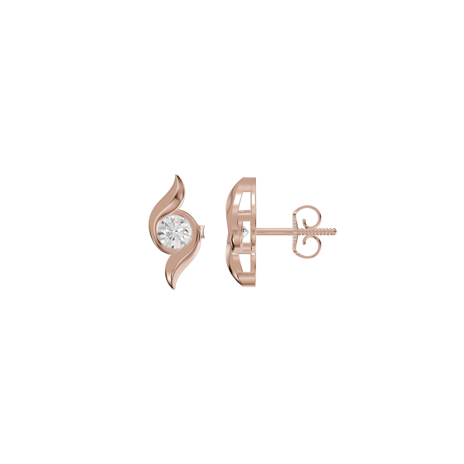 Curved Wave Diamond Stud Earrings 18 KT / Rose Gold