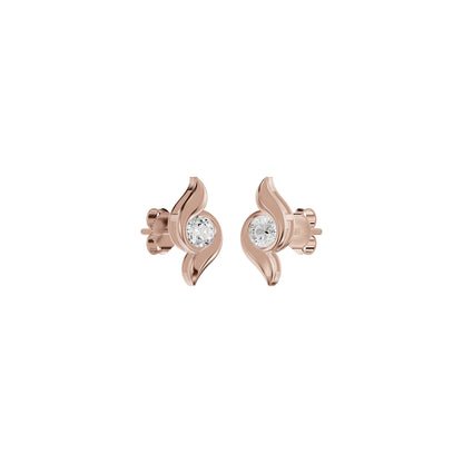 Curved Wave Diamond Stud Earrings 18 KT / Rose Gold