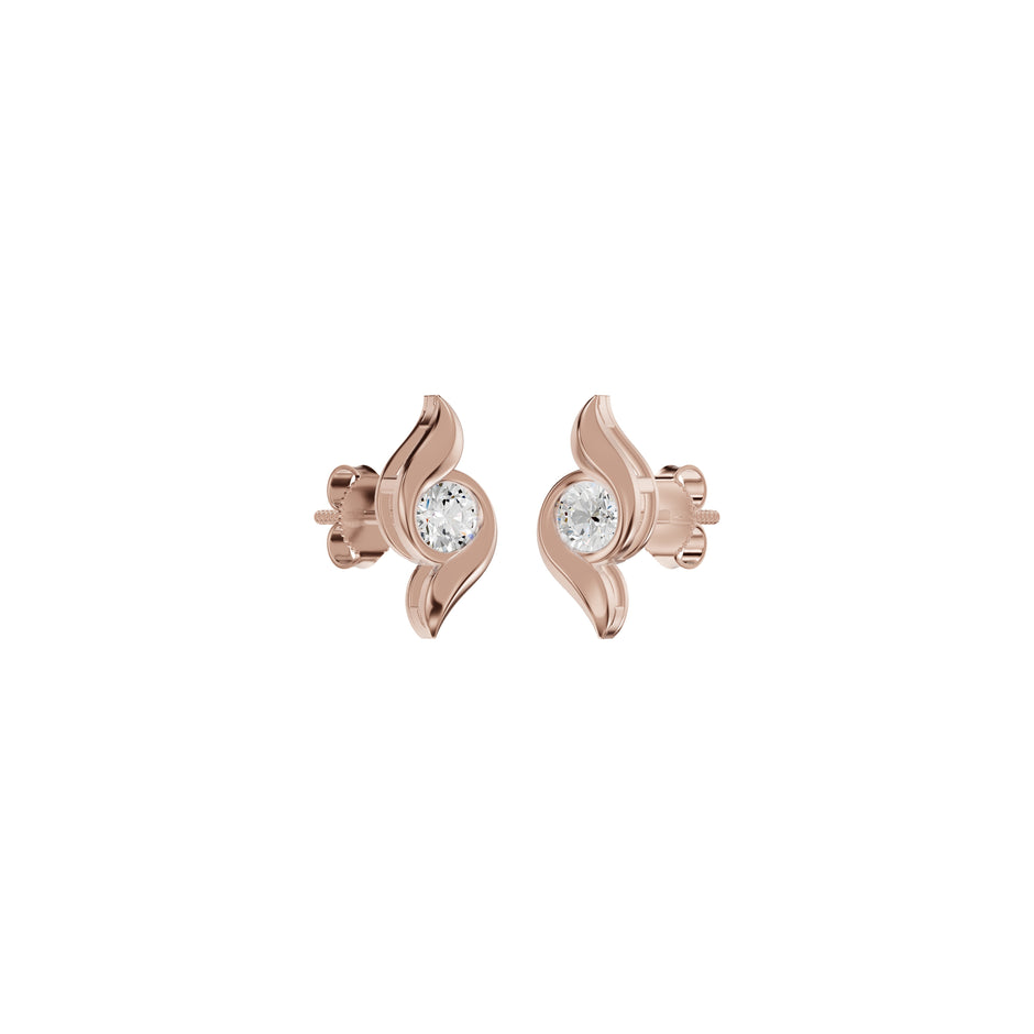 Curved Wave Diamond Stud Earrings 18 KT / Rose Gold