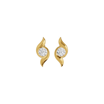 Curved Wave Diamond Stud Earrings 18 KT / Yellow Gold