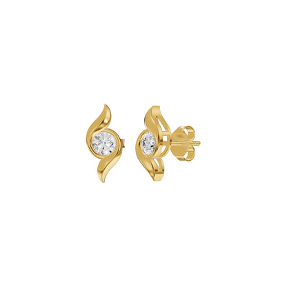 Curved Wave Diamond Stud Earrings 18 KT / Yellow Gold