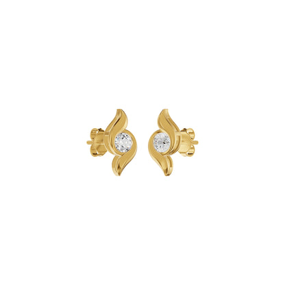Curved Wave Diamond Stud Earrings 18 KT / Yellow Gold