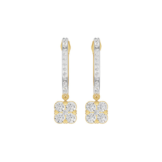 Channel Set Round Drop Hoop Earrings