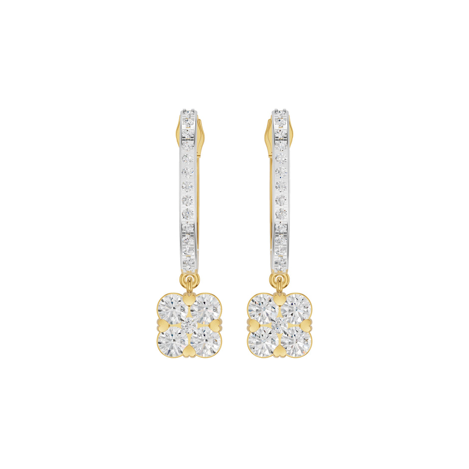 Channel Set Round Drop Hoop Earrings
