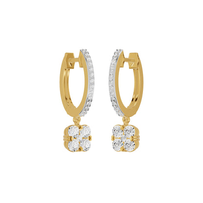 Channel Set Round Drop Hoop Earrings