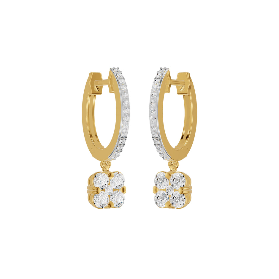 Channel Set Round Drop Hoop Earrings