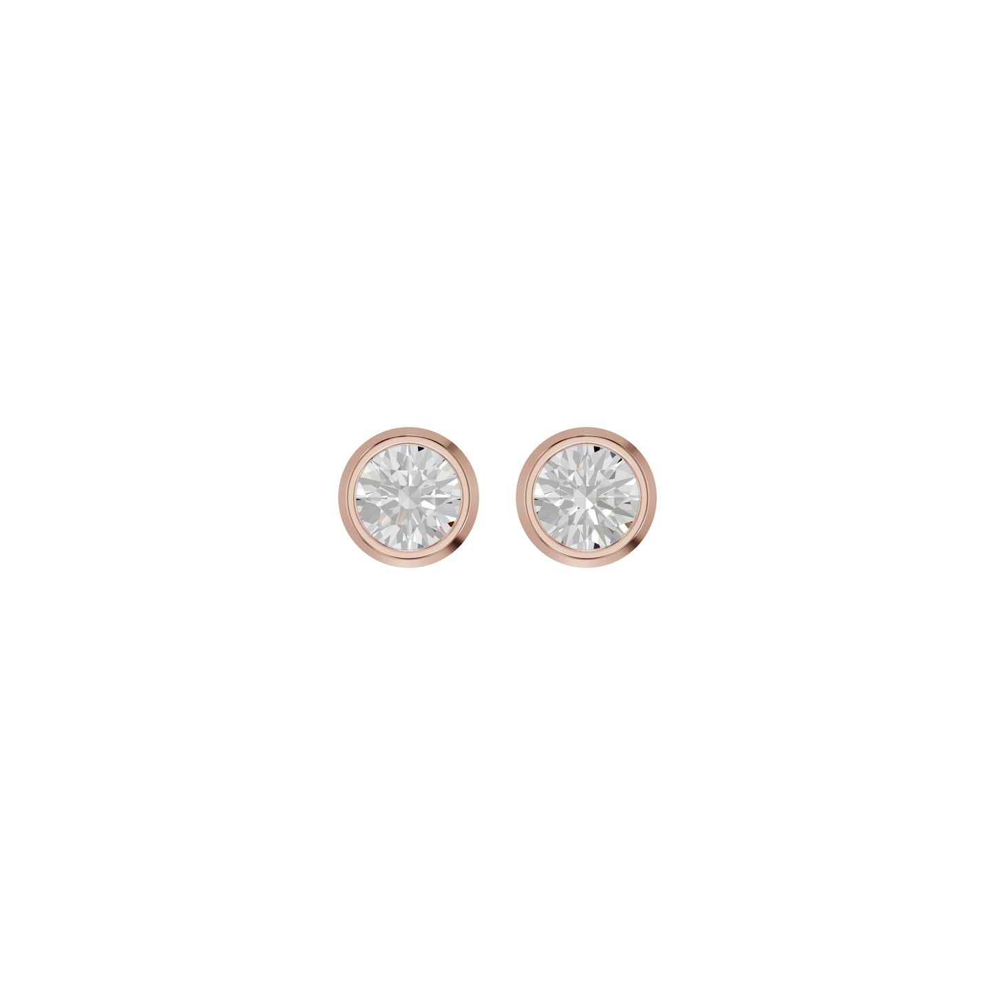 Bezel Set Solitaire Diamond Stud Earrings 18 KT / Rose Gold