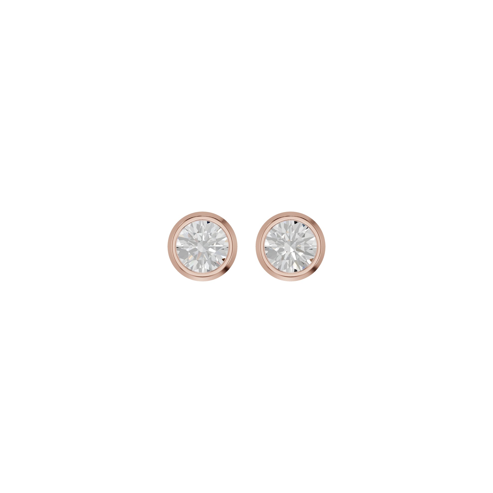 Bezel Set Solitaire Diamond Stud Earrings 18 KT / Rose Gold