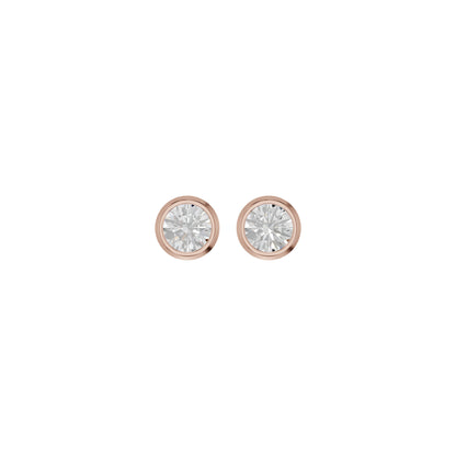 Bezel Set Solitaire Diamond Stud Earrings 18 KT / Rose Gold