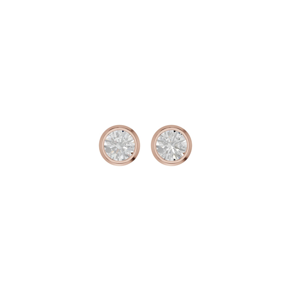 Bezel Set Solitaire Diamond Stud Earrings 18 KT / Rose Gold