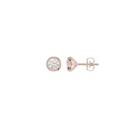 Bezel Set Solitaire Diamond Stud Earrings 18 KT / Rose Gold