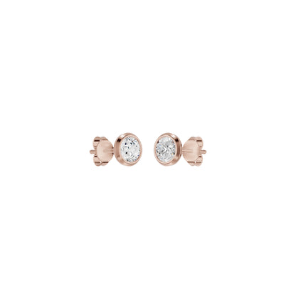 Bezel Set Solitaire Diamond Stud Earrings 18 KT / Rose Gold