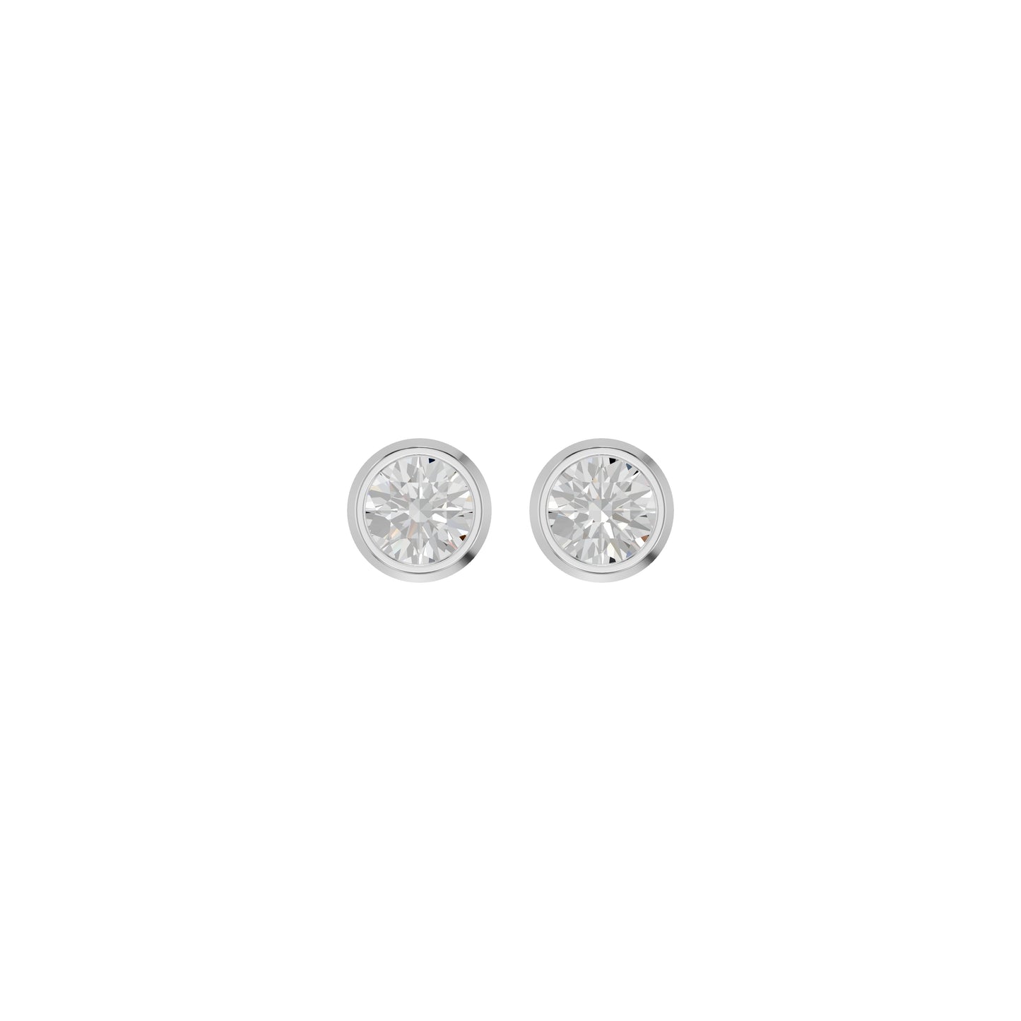 Bezel Set Solitaire Diamond Stud Earrings 18 KT / White Gold
